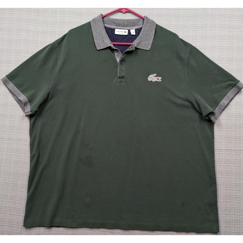 Lacoste Polo Shirt Mens 4XL Green Regular Fit Cotton Knit Short Sleeve Top